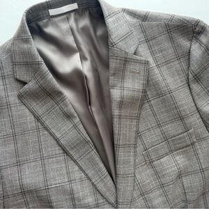 Chaps Taupe Plaid Sport Coat – Size 46R Slim Fit